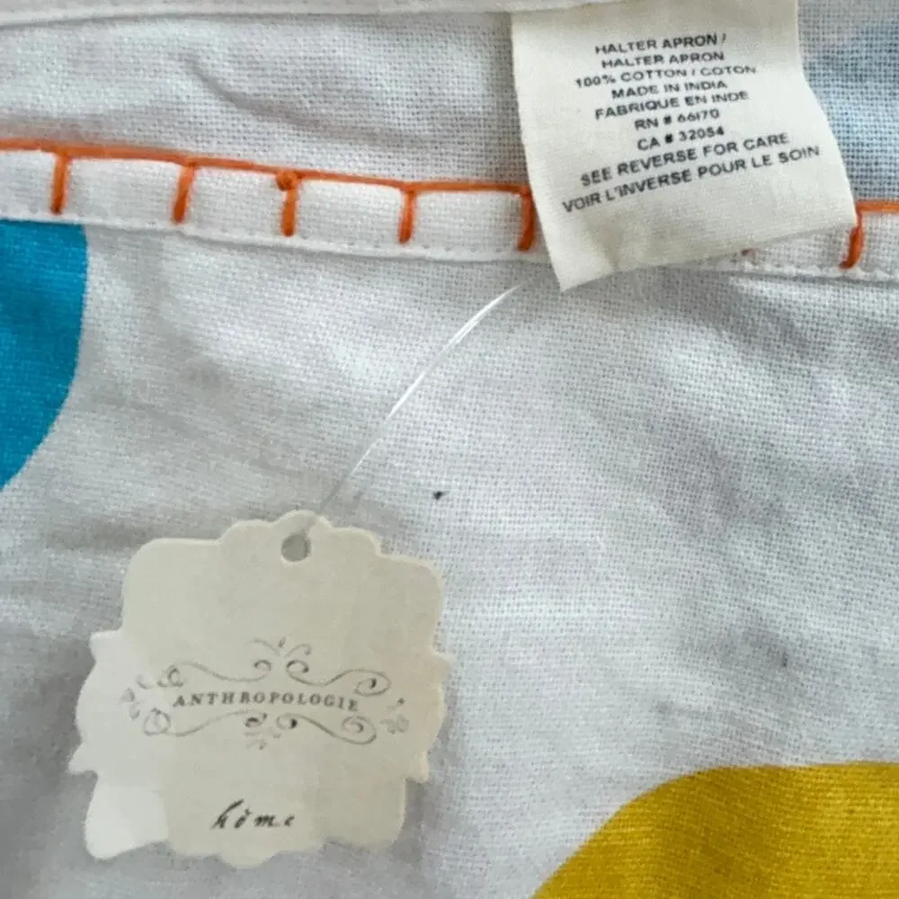 Anthropologie Home Cotton Halter Apron Floral Polka Dot Kitchen Cooking NWT